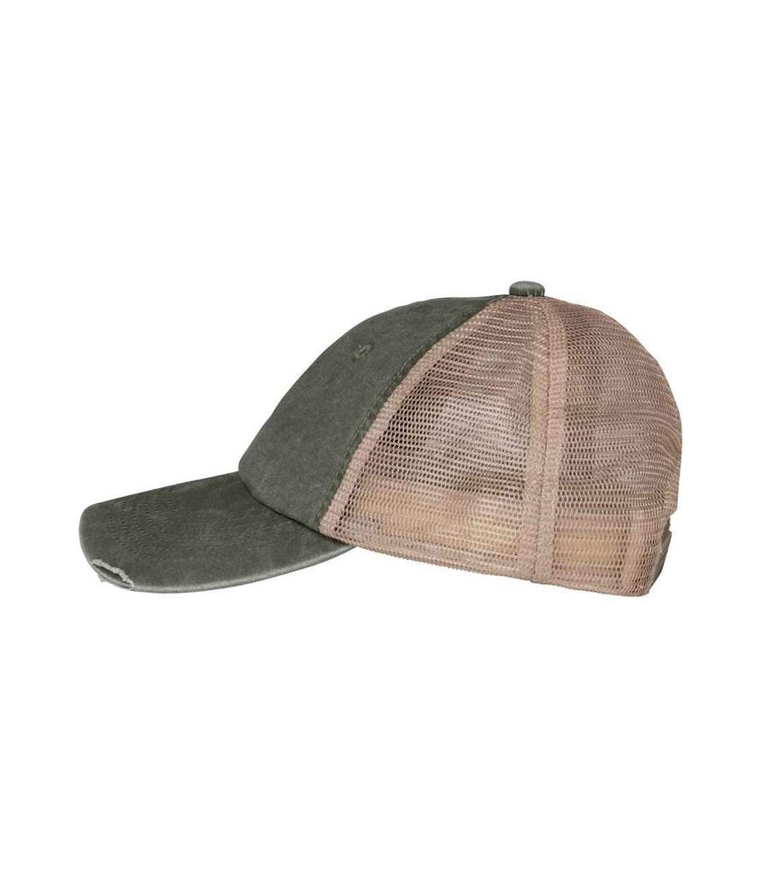 Casquette trucker destroy adulte vert kaki / beige Native Spirit