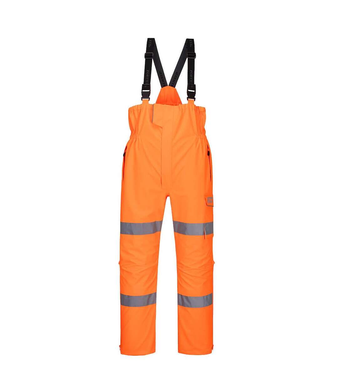 Mens rain hi-vis safety bib and brace trouser orange Portwest-1