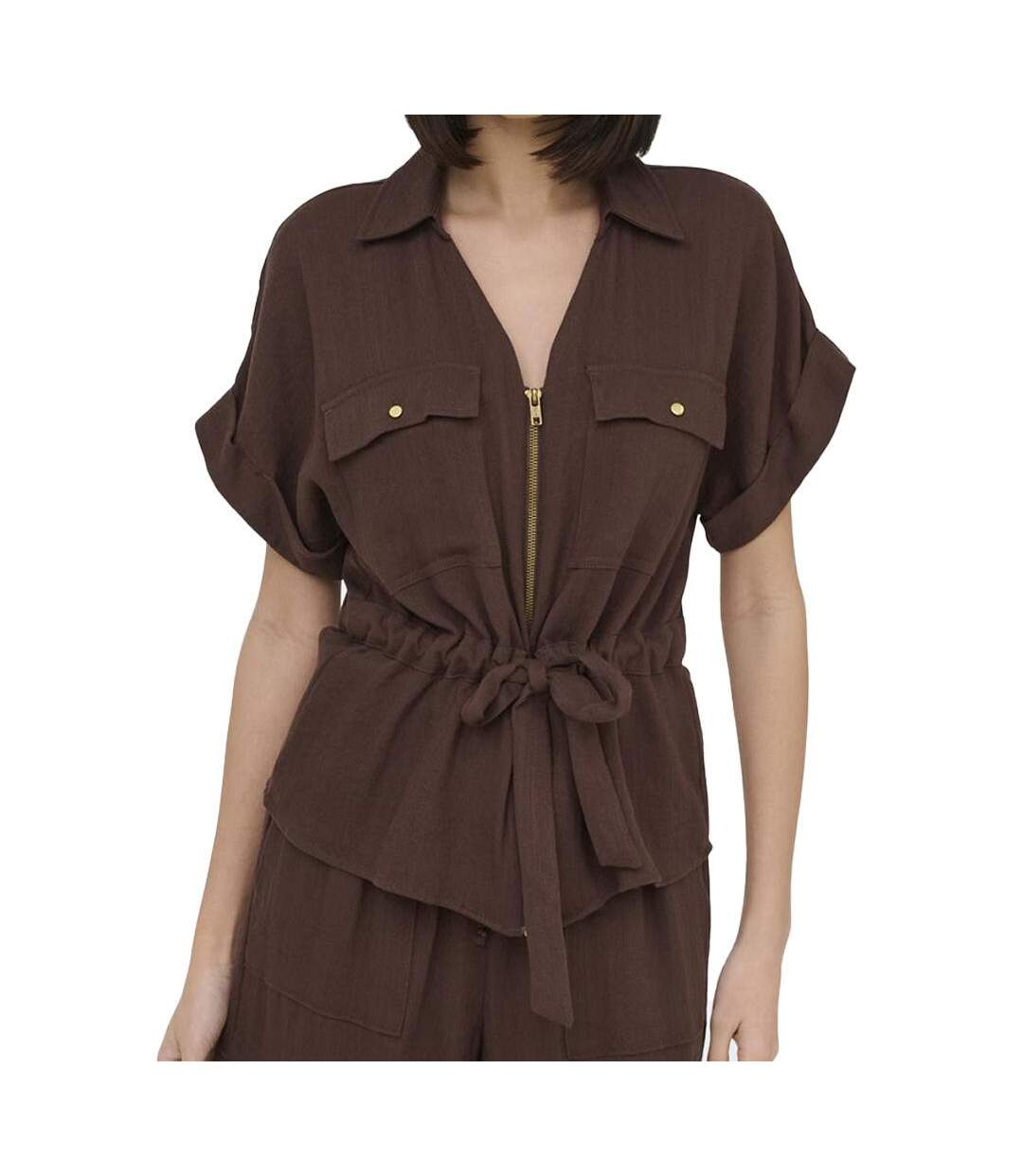 Blouse marron femme jdy mille-1