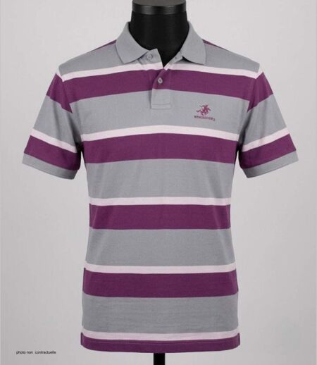 Polo homme WINCHESTER ROBIN1G en coton piqué gris : le charme intemporel des rayures