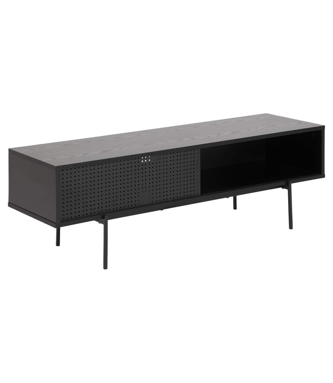 Meuble TV en MDF et Métal avec 1 porte coulissante - Noir-1
