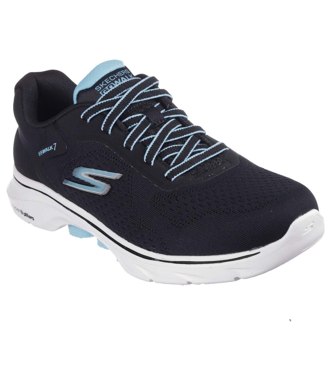 Womens/ladies go walk 7 cosmic waves trainers black/turquoise Skechers-1