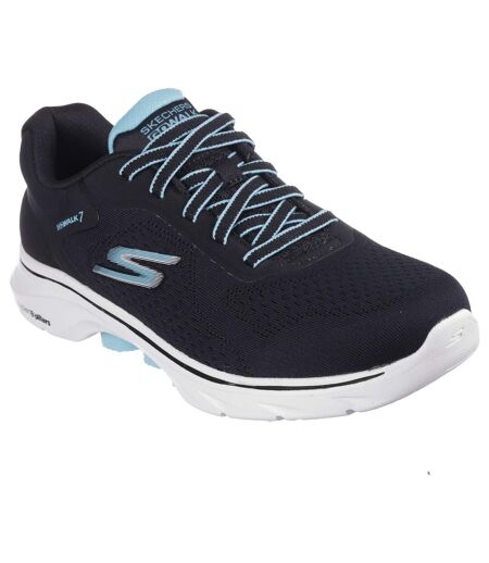 Womens/ladies go walk 7 cosmic waves trainers black/turquoise Skechers