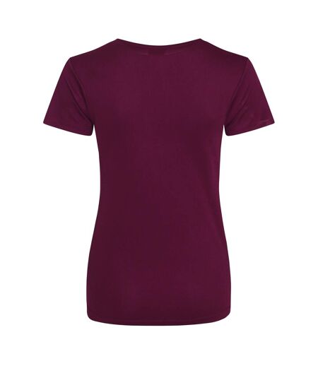 Just Cool Womens/Ladies Sports Plain T-Shirt (Burgundy)