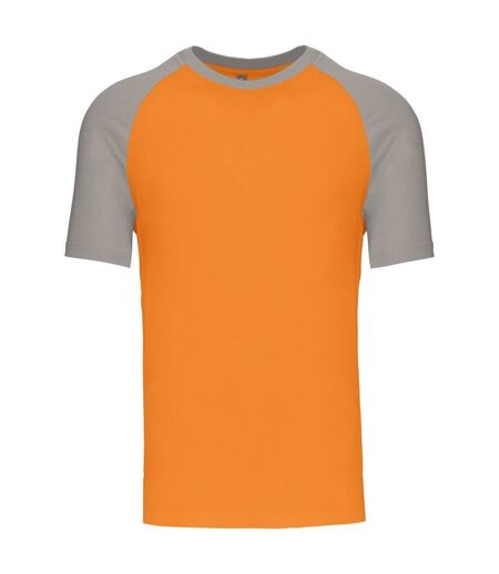 T-shirt bicolore baseball - Homme - K330 - orange et gris clair