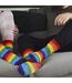 1 Pack Rainbow Striped Thermal Non Slip Slipper Socks for Winter-4