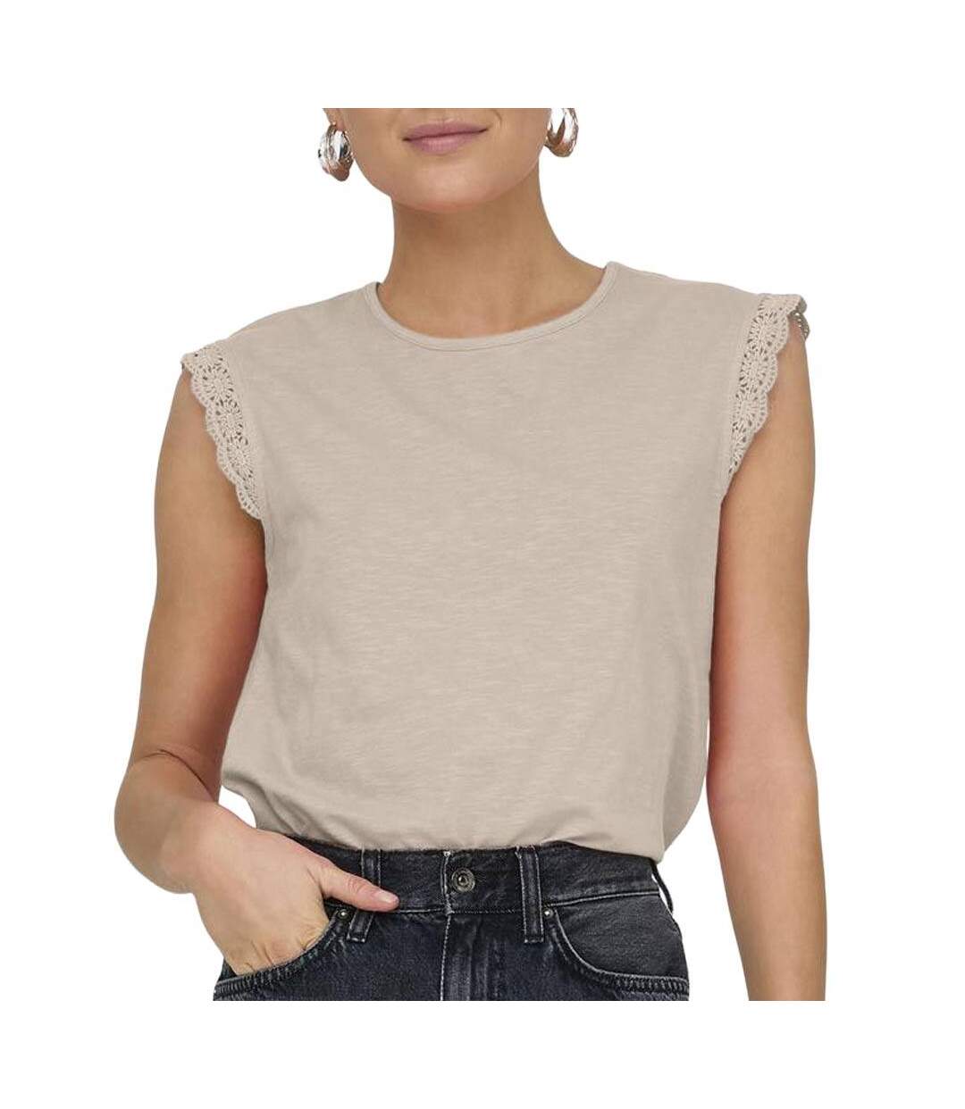 T-Shirt beige femme jdy salva-1