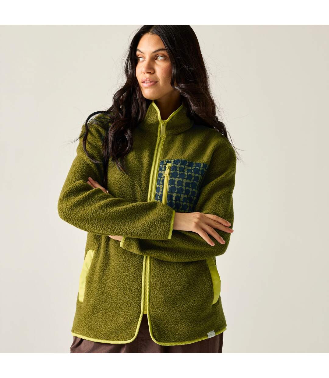 Womens/ladies Orla Kiely Ecclipse Borg Fleece Jacket Fur Green Regatta-1