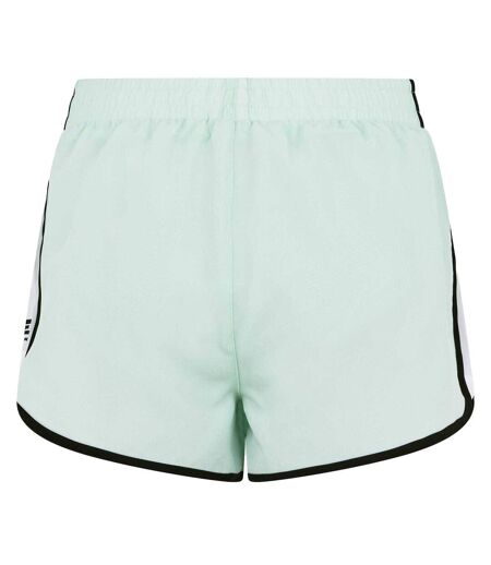 Short Sport Motif/style Passepoil Contrasté Femme Vert Turquoise Pâle Blanc PE Nation