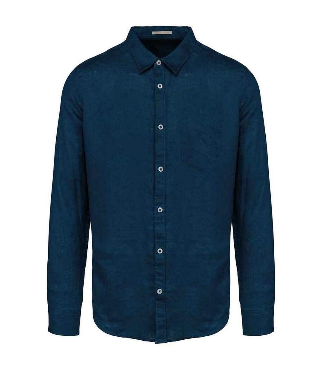 Mens linen long-sleeved shirt peacock blue Spasso-1