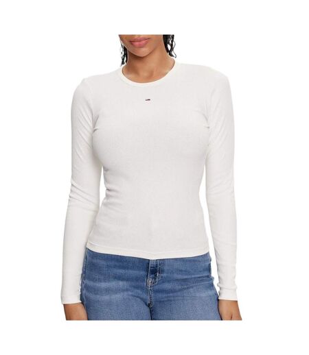 T-Shirt manches longues blanc femme tommy hilfiger essentials