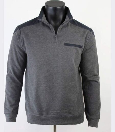 CHALLENGER BELFAST1 — Sweat col camionneur gris : le confort robuste