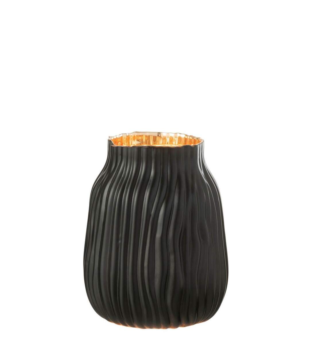 Vase à Rainures en Verre Louis 20cm Noir-2