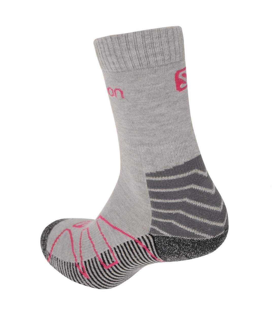 Pack Of 2  Womens/ladies Lightweight Socks  Grey Fuchsia Salomon-2