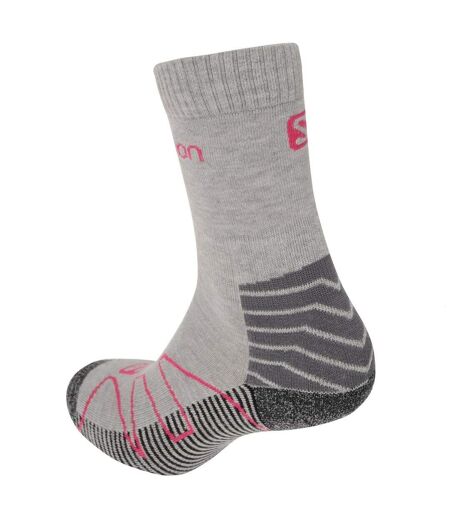 Pack Of 2  Womens/ladies Lightweight Socks  Grey Fuchsia Salomon