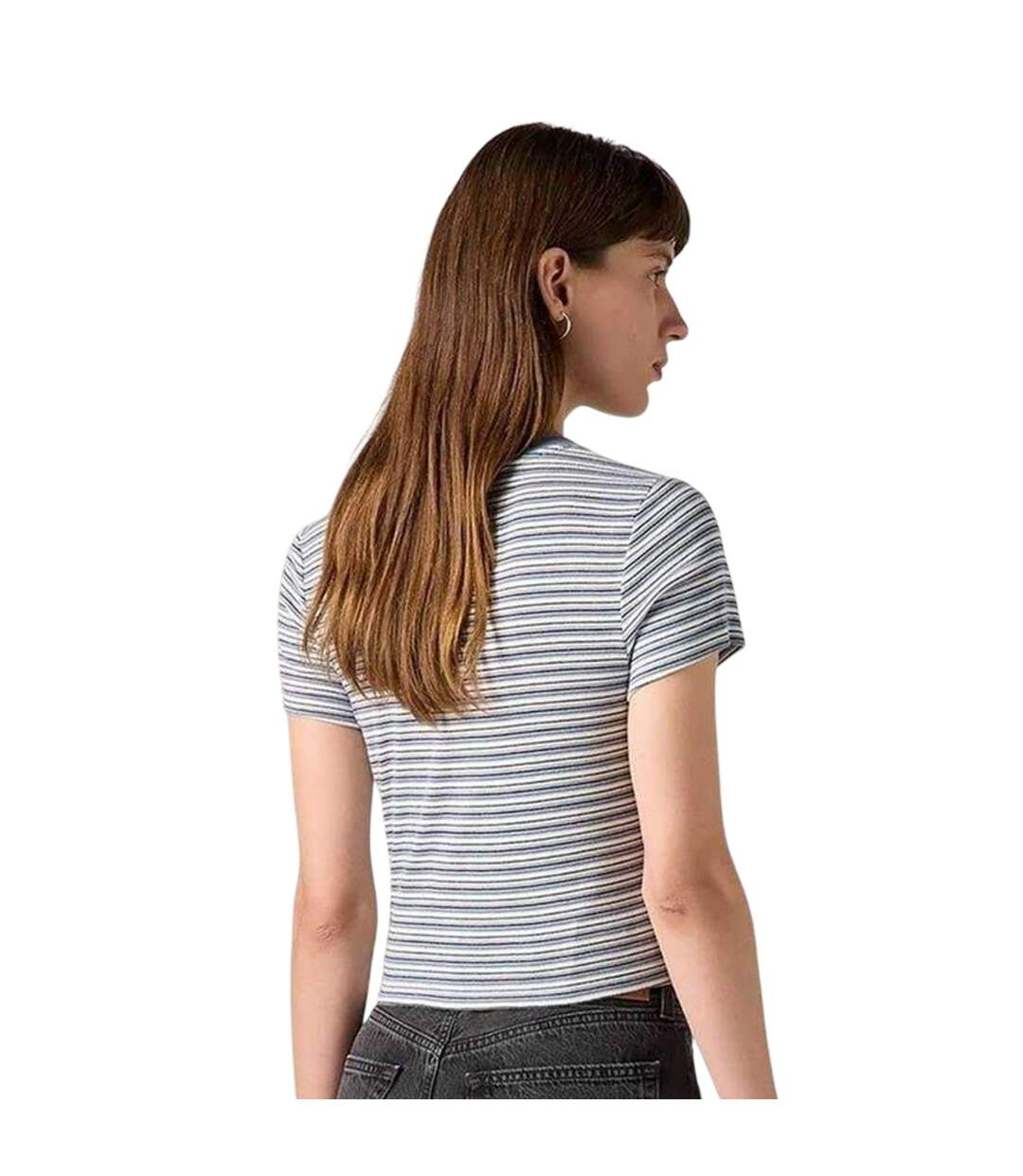 Womens/ladies Essential Sporty Striped Crop Top Cloud Dancer Levis-3