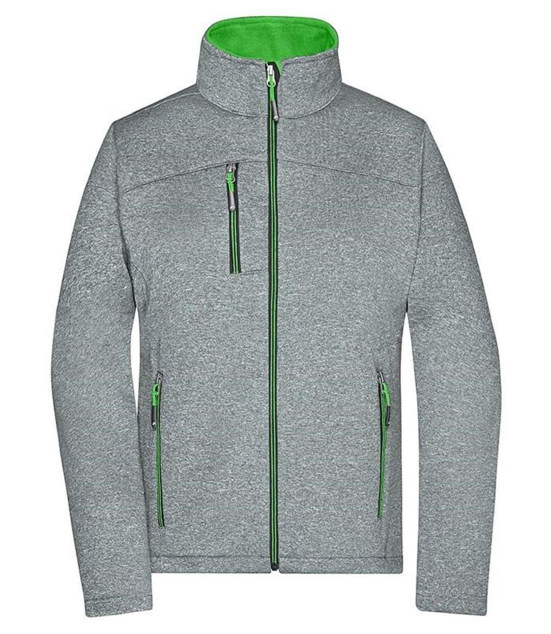 Veste softshell - Femme - JN1147 - gris chiné et vert