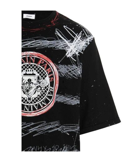 Mens Paris Graffiti Logo T-shirt Black Balmain