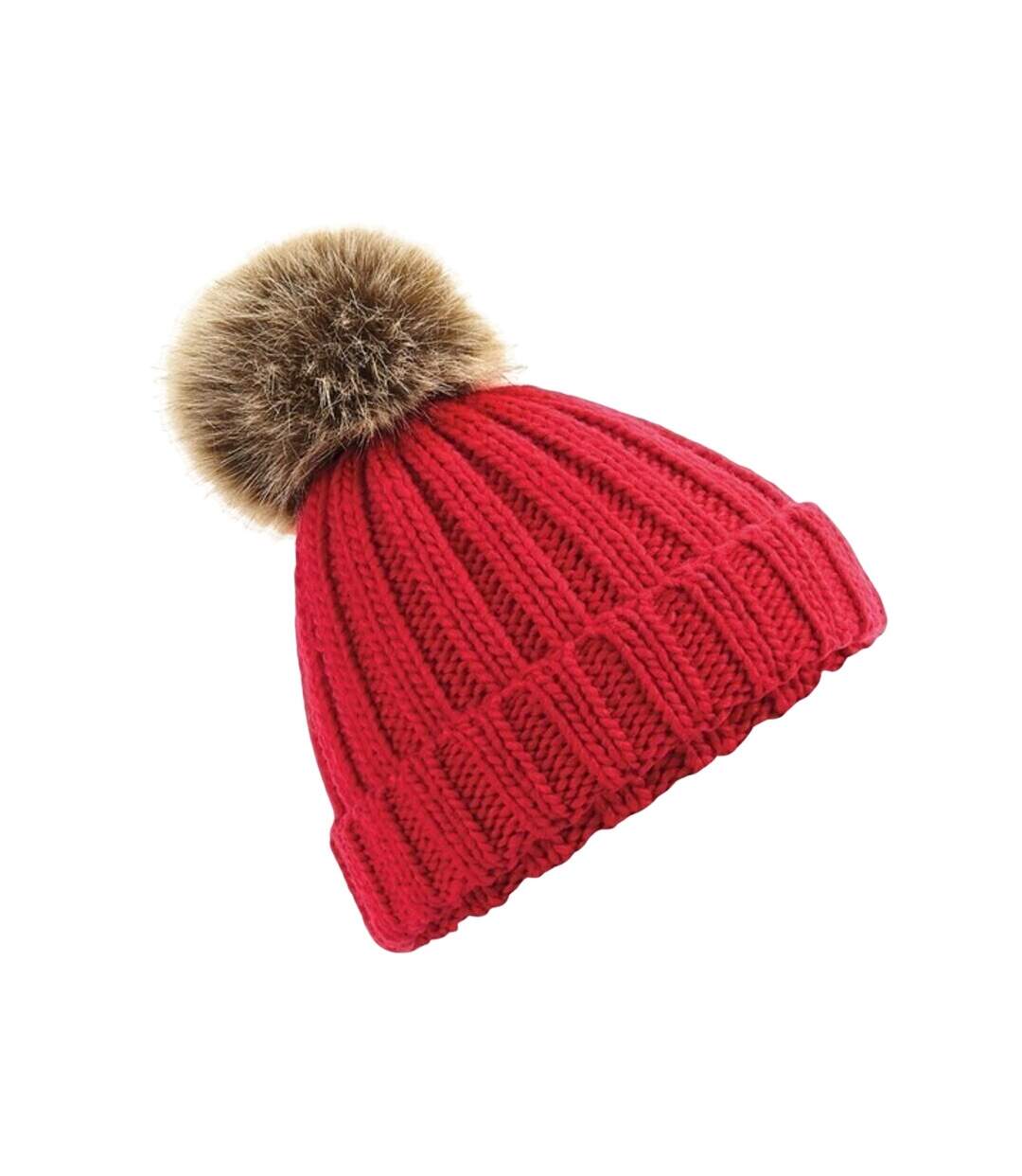 Bonnet D'hiver À Revers Mixte Rouge Beechfield-2