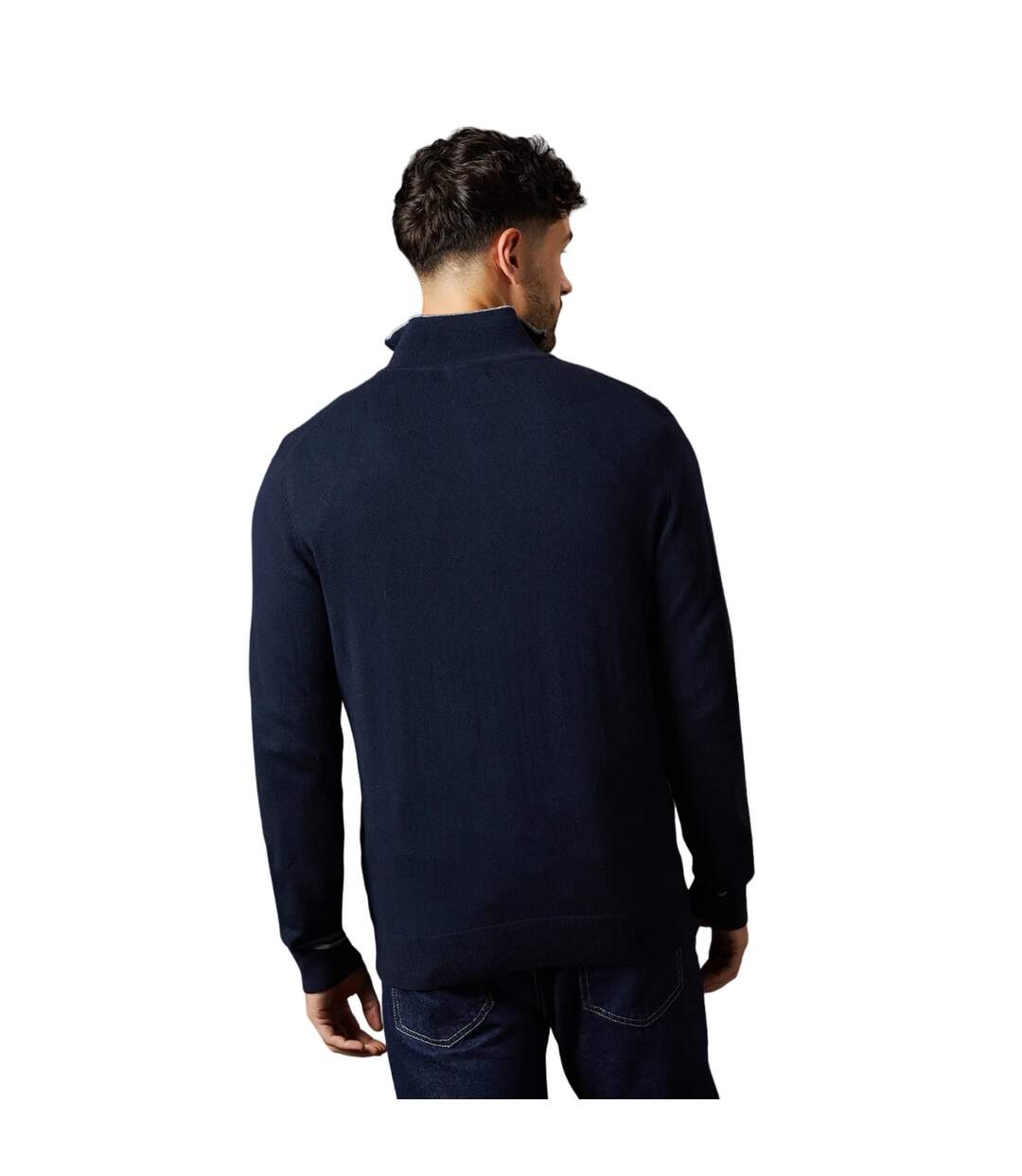 Mens cotton quarter zip jumper navy Burton-2