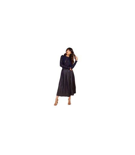 Womens/ladies Lace Wrap Top Navy Little Mistress