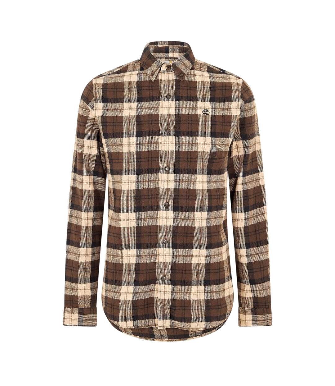 Mens Checked Casual Button-down Shirt Chocolate Brown Timberland-3