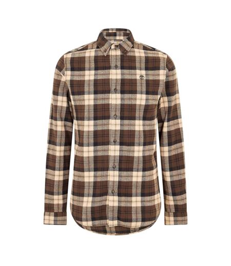 Mens Checked Casual Button-down Shirt Chocolate Brown Timberland