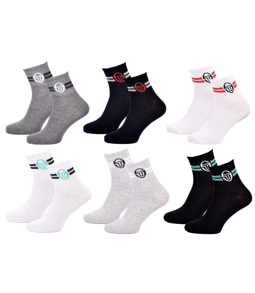 Chaussettes homme Sergio Tacchini Socquettes QUARTER Pack de 6 paires QUARTER TACCHINI Logo-1