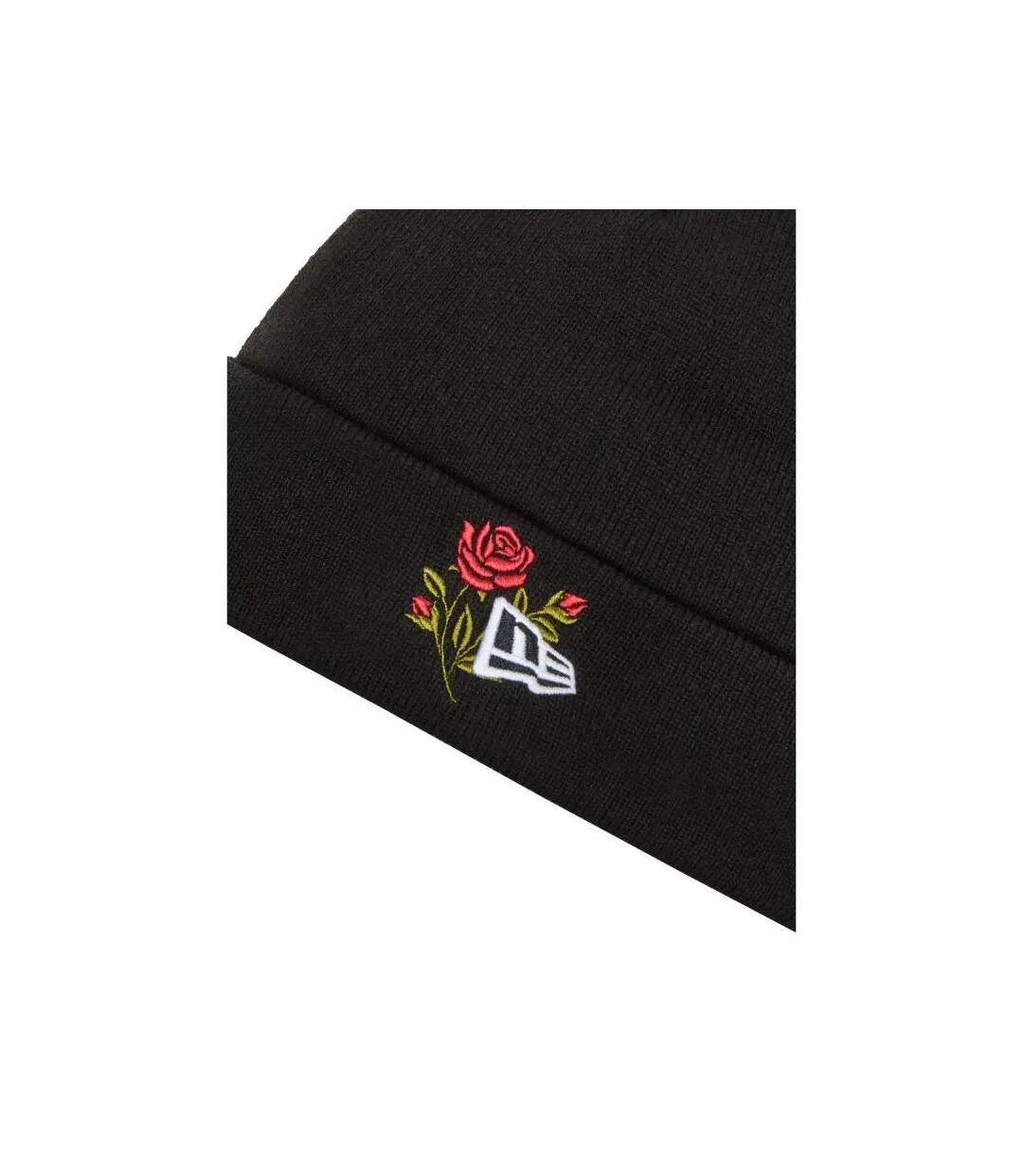 Unisex Adult Rose Knitted Cuff Beanie Black New Era-3