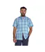 Mens Pacific Checked Linen-look Short-sleeved Shirt Sky Blue Raging Bull-2