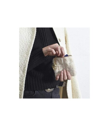 Porte Monnaie en Fausse Fourrure Fluffy 10cm Crème