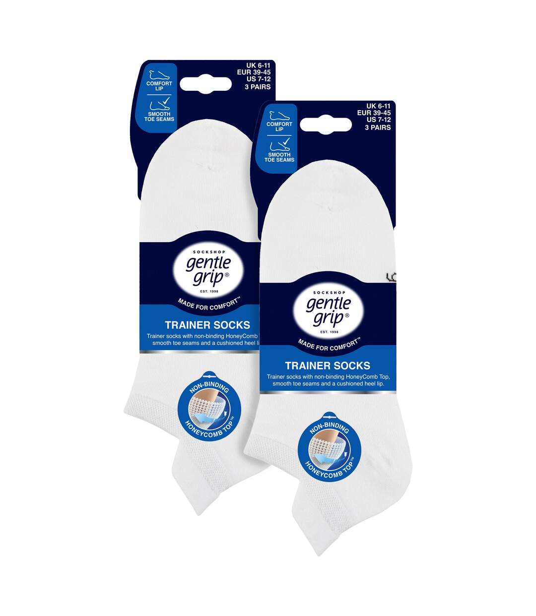 Gentle Grip - Homme 6 Paires Socquettes Coton Basses Languette Talon-2