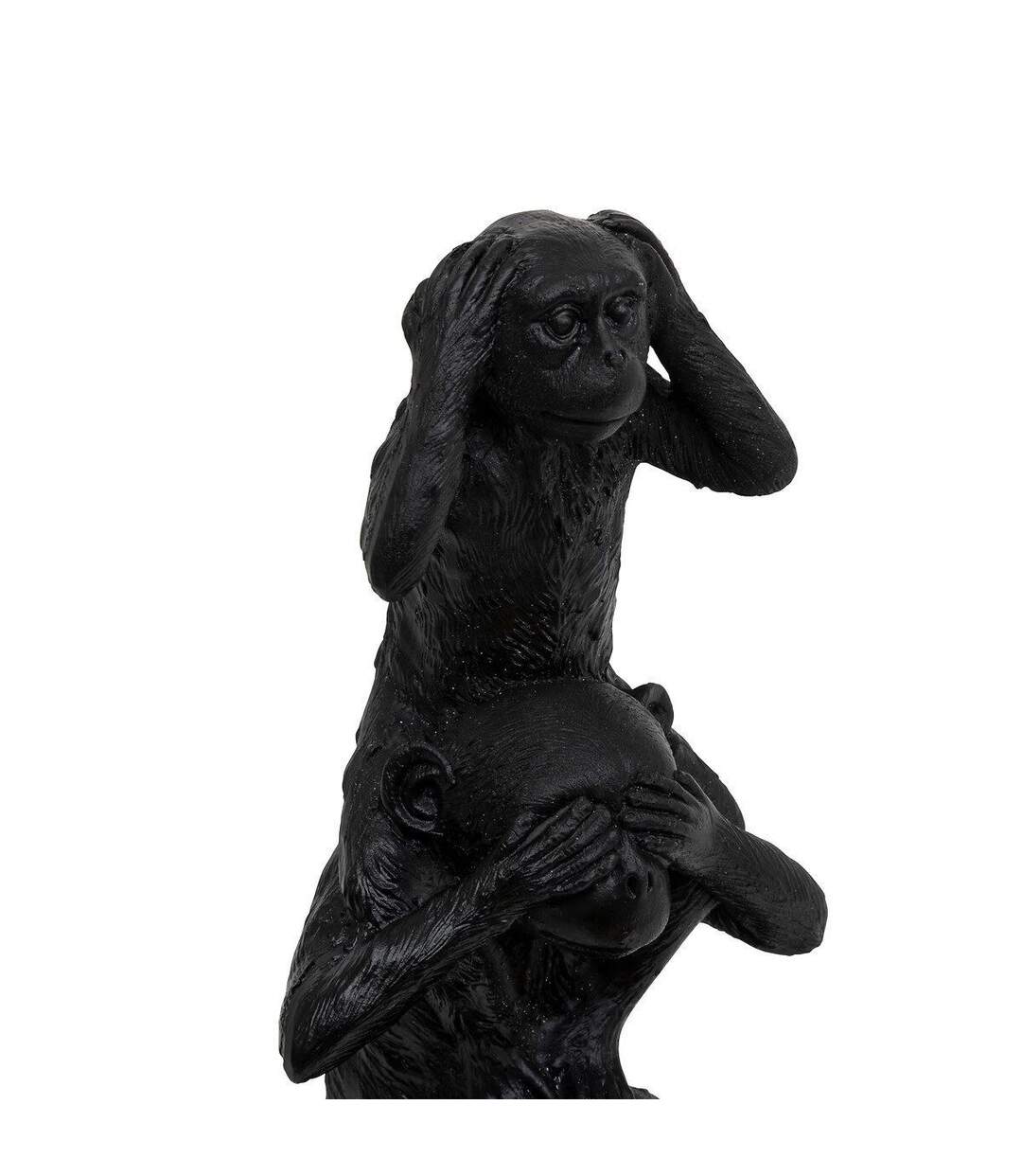 Statuette 3 Singes Exotic Panama 24cm Noir-2