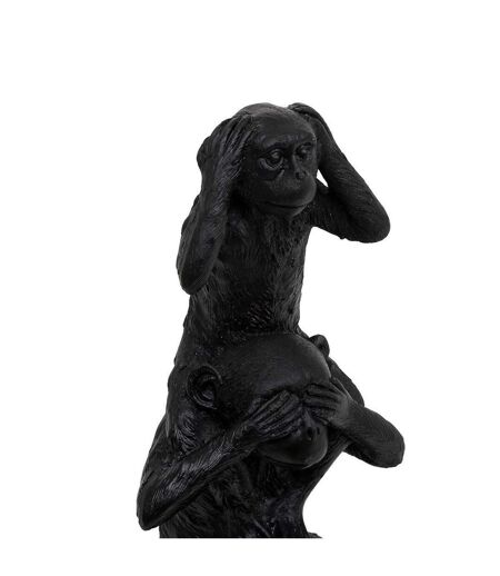 Statuette 3 Singes Exotic Panama 24cm Noir