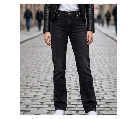 MAYFLOWER OUDA - Jean en tissu extensible pour femme : le confort absolu d'un denim stretch noir galbant