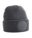 Bonnet Unisexe À Écusson Pour Adultes Gris Foncé Beechfield-1