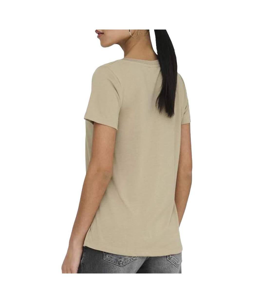 T-Shirt beige/doré femme jdy dalila-2