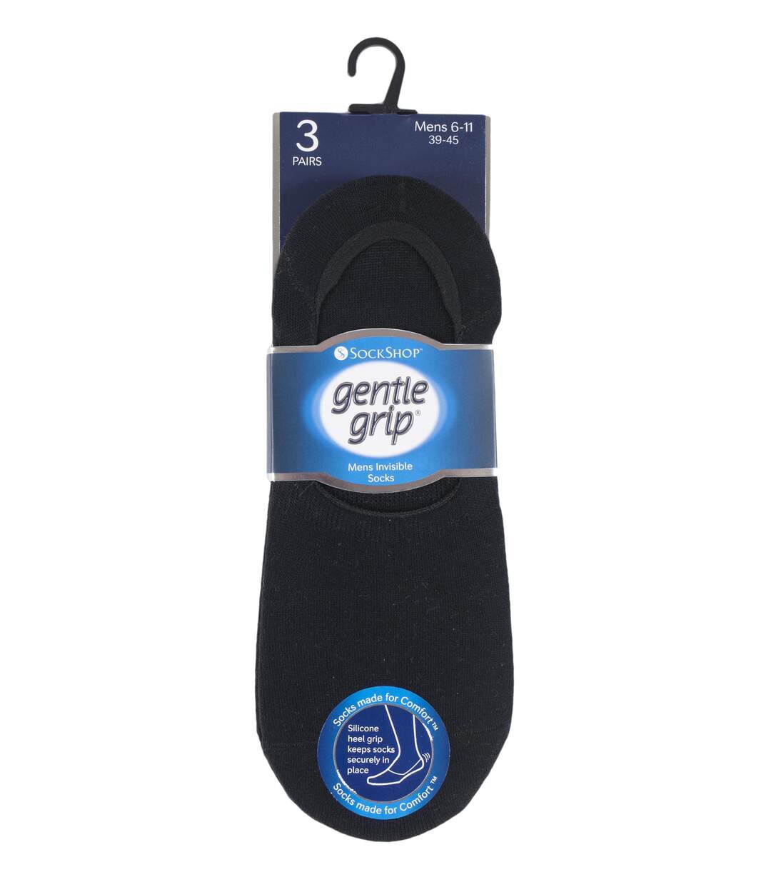 Gentle Grip - Mens 6 Pair Multipack Invisible No Show Silicone Grip Soft Touch-2