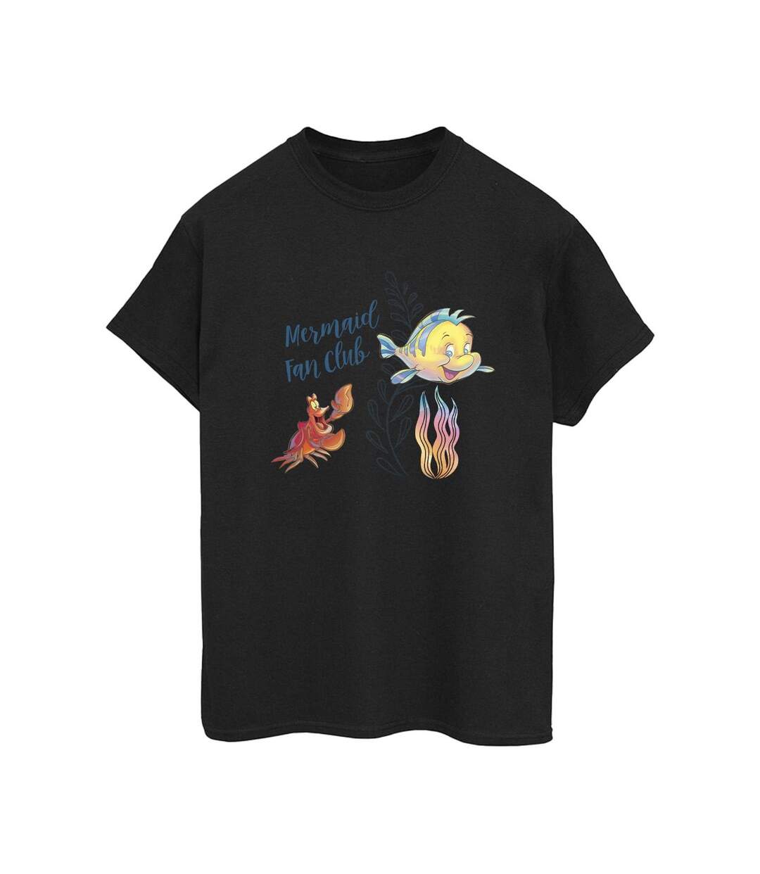 Disney T-shirt boyfriend en coton de The Little Mermaid Club Femme/Ladies (Noir) - UTBI31004-1