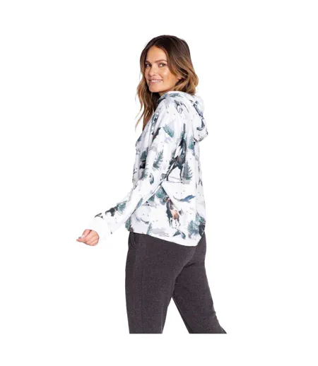 Womens/ladies Scenic Relaxed Fit Drawstring Hoodie Off White PJ Salvage