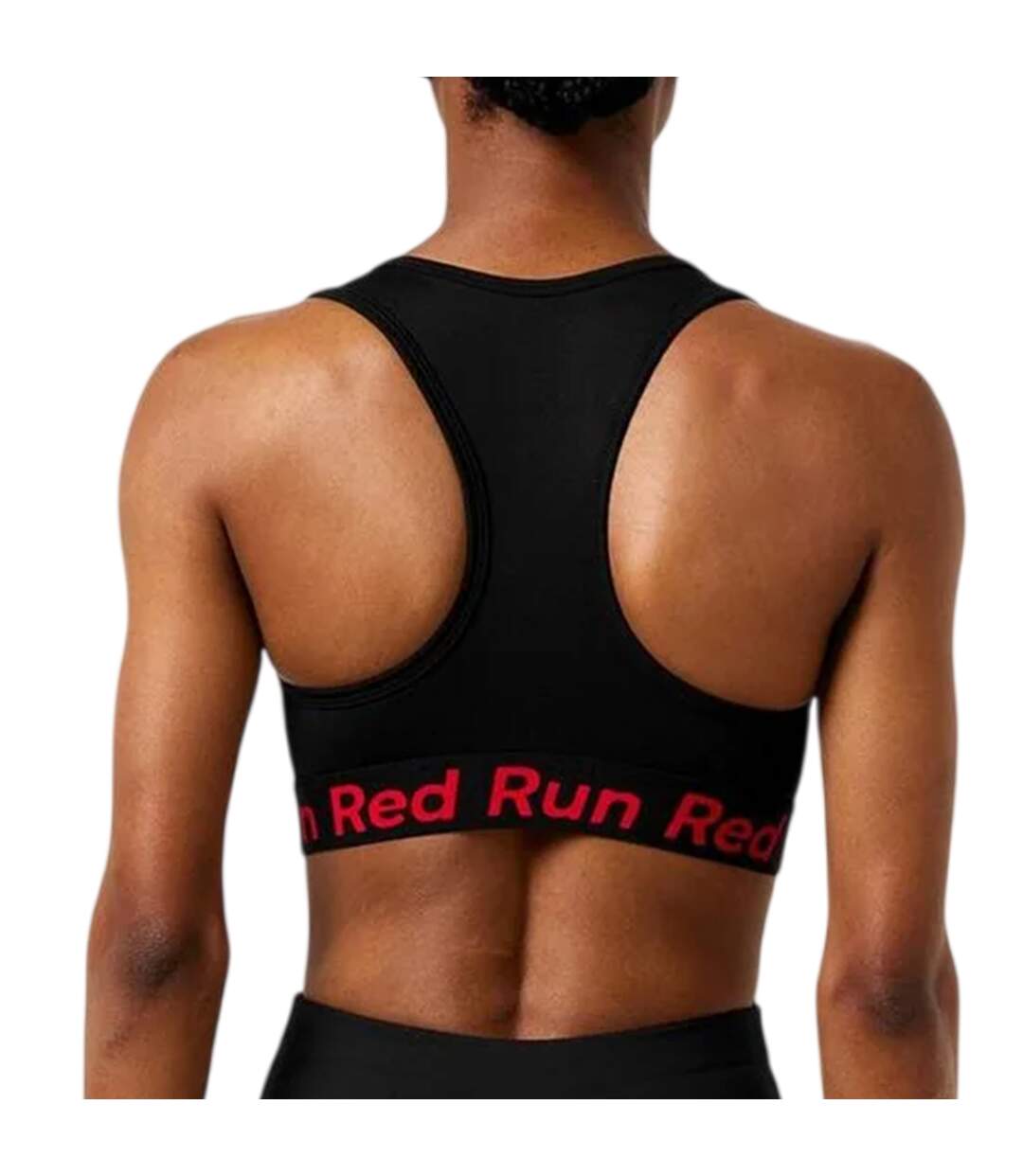 Womens/ladies Scoop Neck Snug Fit Sports Bra Black Red Run-3