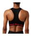 Womens/ladies Scoop Neck Snug Fit Sports Bra Black Red Run-3