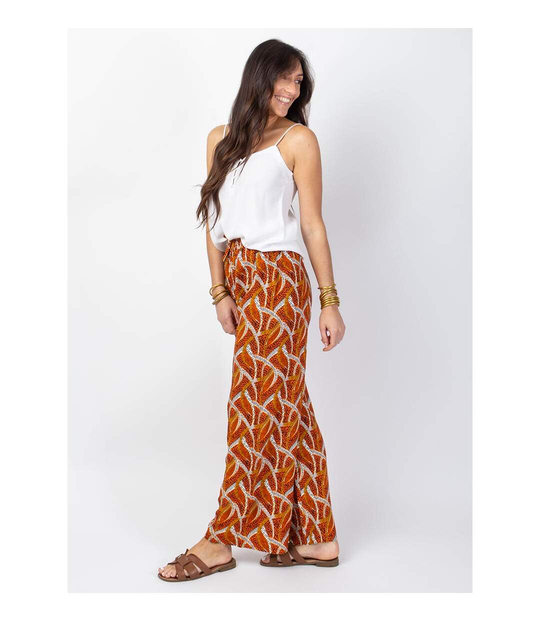 Pantalon femme ethnique MILLY orange Coton Du Monde-3