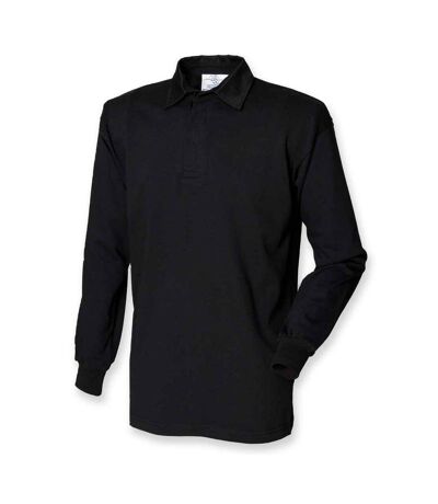 Front Row Mens Classic Long-Sleeved Rugby Shirt (Black/Black)