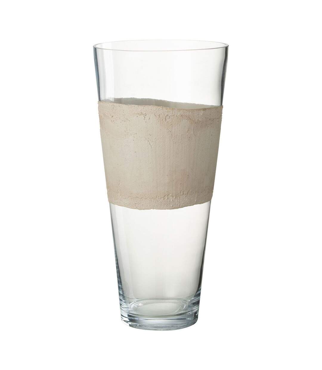 Vase Déco en Verre Delph 45cm Transparent & Beige-1