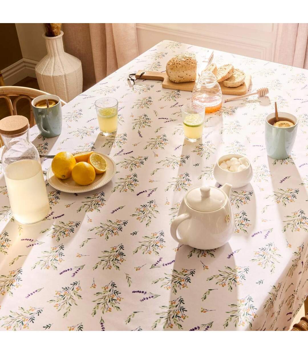 Nappe Antitache Imprimée Garrigue 140x240cm Blanc-3