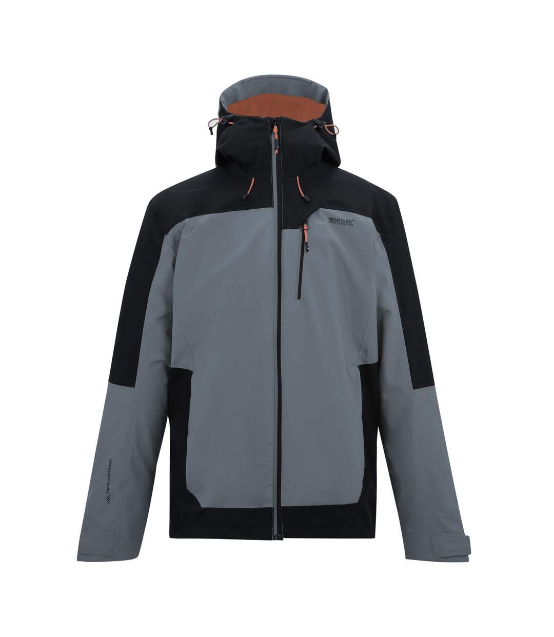 Veste Imperméable Extensible À Capuche Highton Homme Gris Foncé Noir Regatta-2