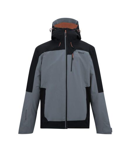 Veste Imperméable Extensible À Capuche Highton Homme Gris Foncé Noir Regatta