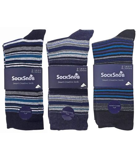 Mens 6 Pk colourful striped Dress cotton socks