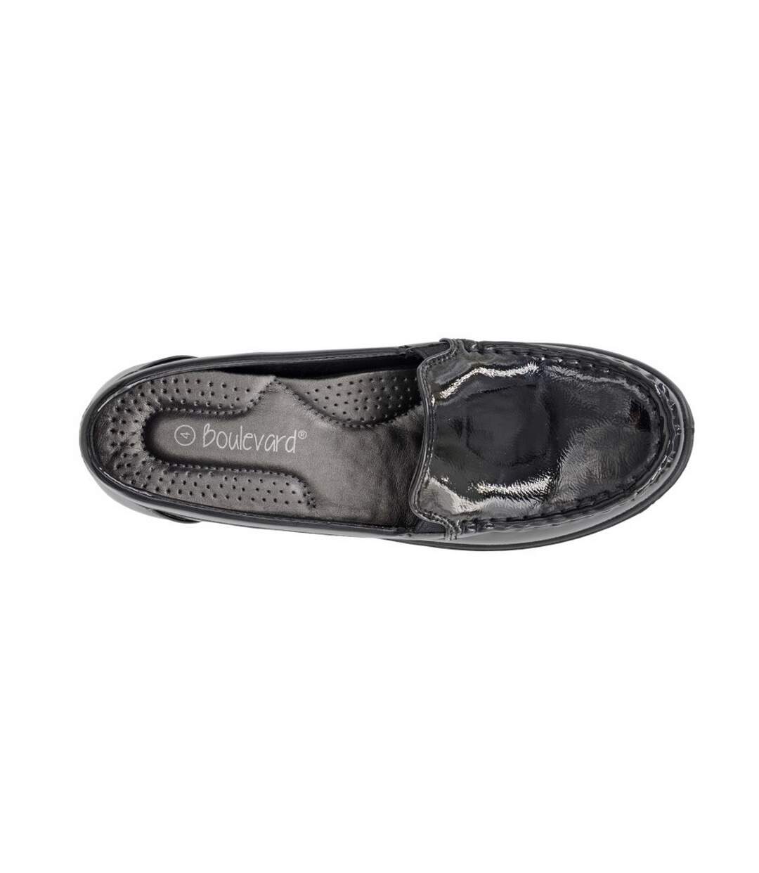 Womens/ladies patent pu loafers black Boulevard-2